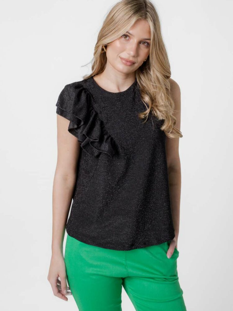 Musculosa de punto / lurex - Negro