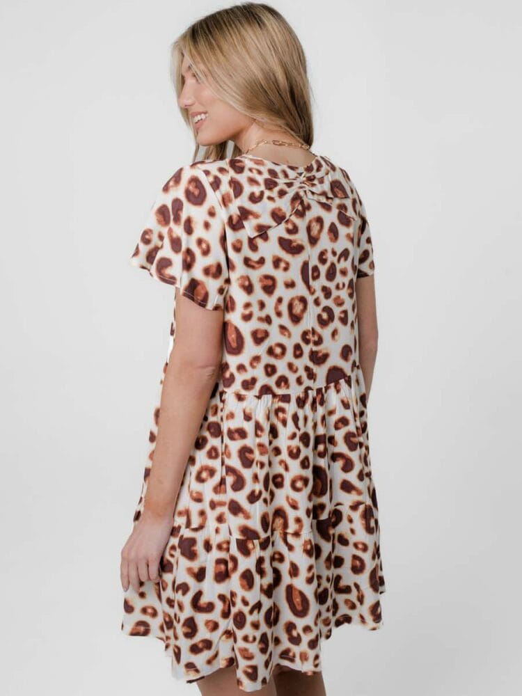 Vestido corto con moño en espalda - animal print